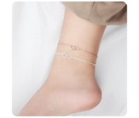 Double Heart Silver Anklet ANK-105